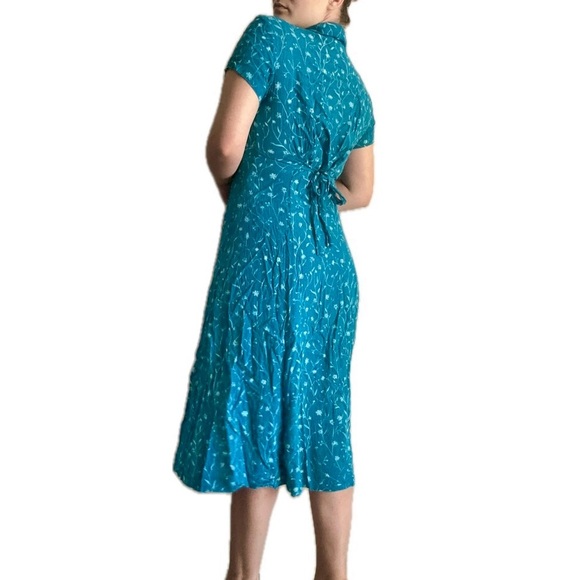 Vintage Coldwater Creek Blue Floral Print Collared Button Up Sundress Midi Dress - Picture 3 of 12